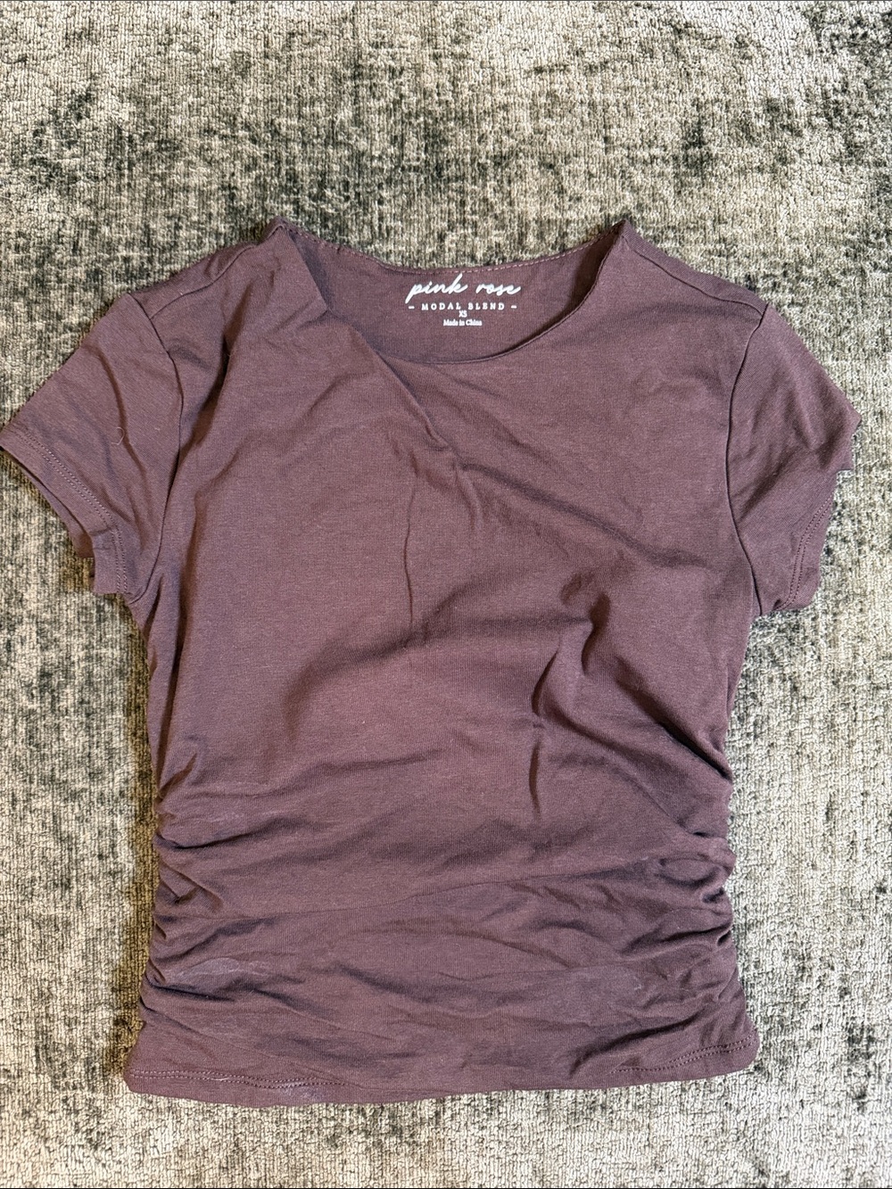 Pink Rose Short Sleeve Tee in Plum Brown